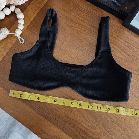 BLACK RIBBED MINI CROP TOP #0346 - Picture 5 of 5